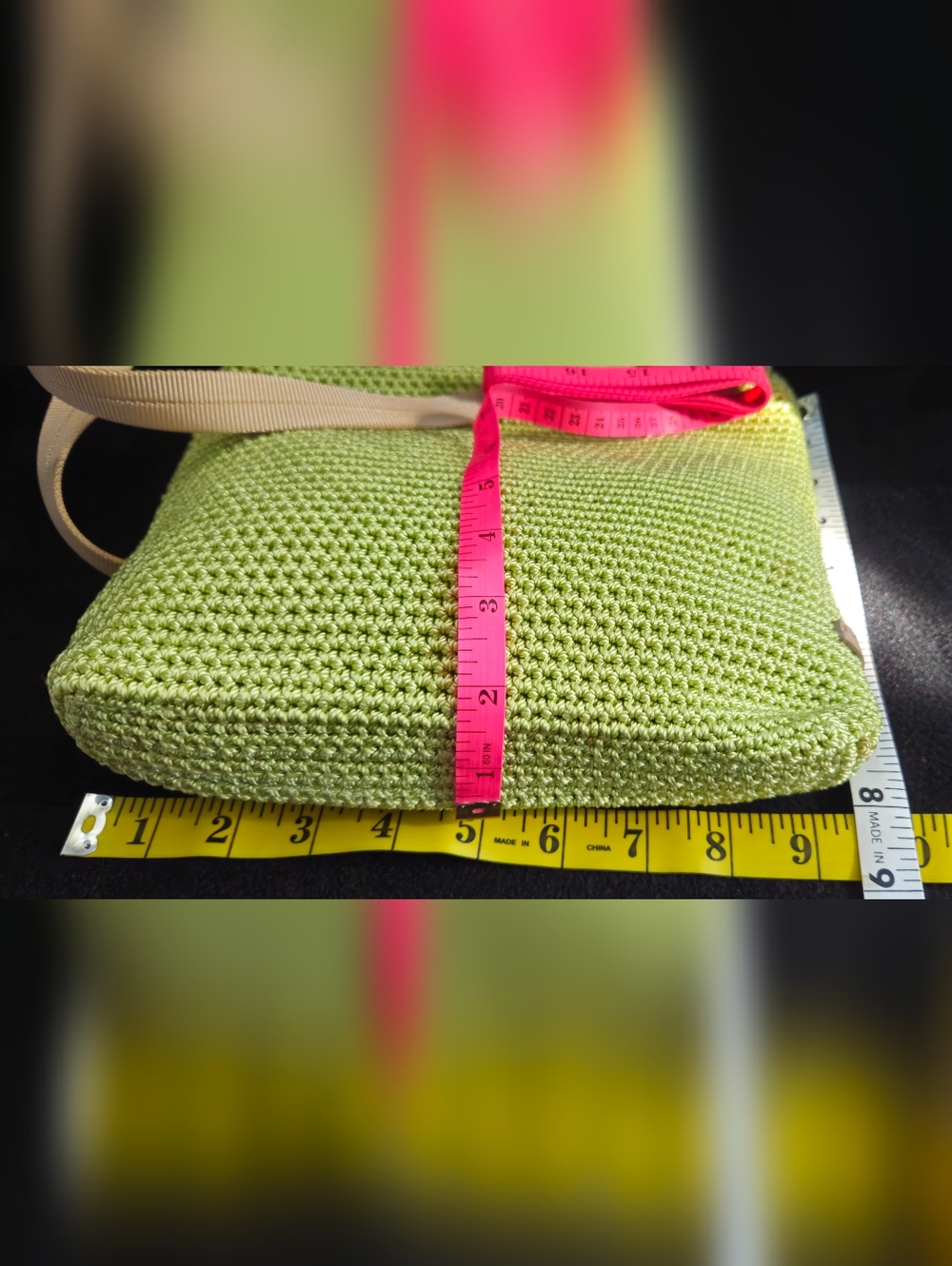 The Sak Lime Green Crochet Crossbody with Tan Strap - Picture 4 of 9